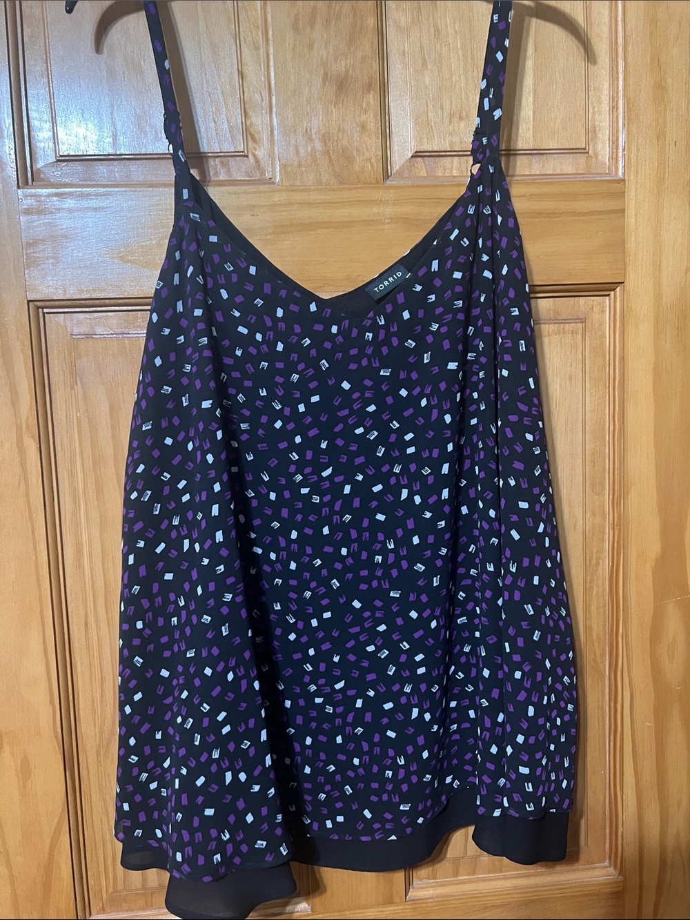 Torrid Black Cami with Purple and White Confetti Print